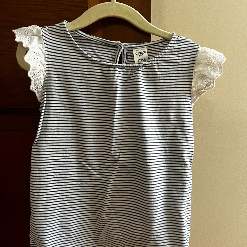 Oshkosh Striped Top with Lace Sleeves 5T